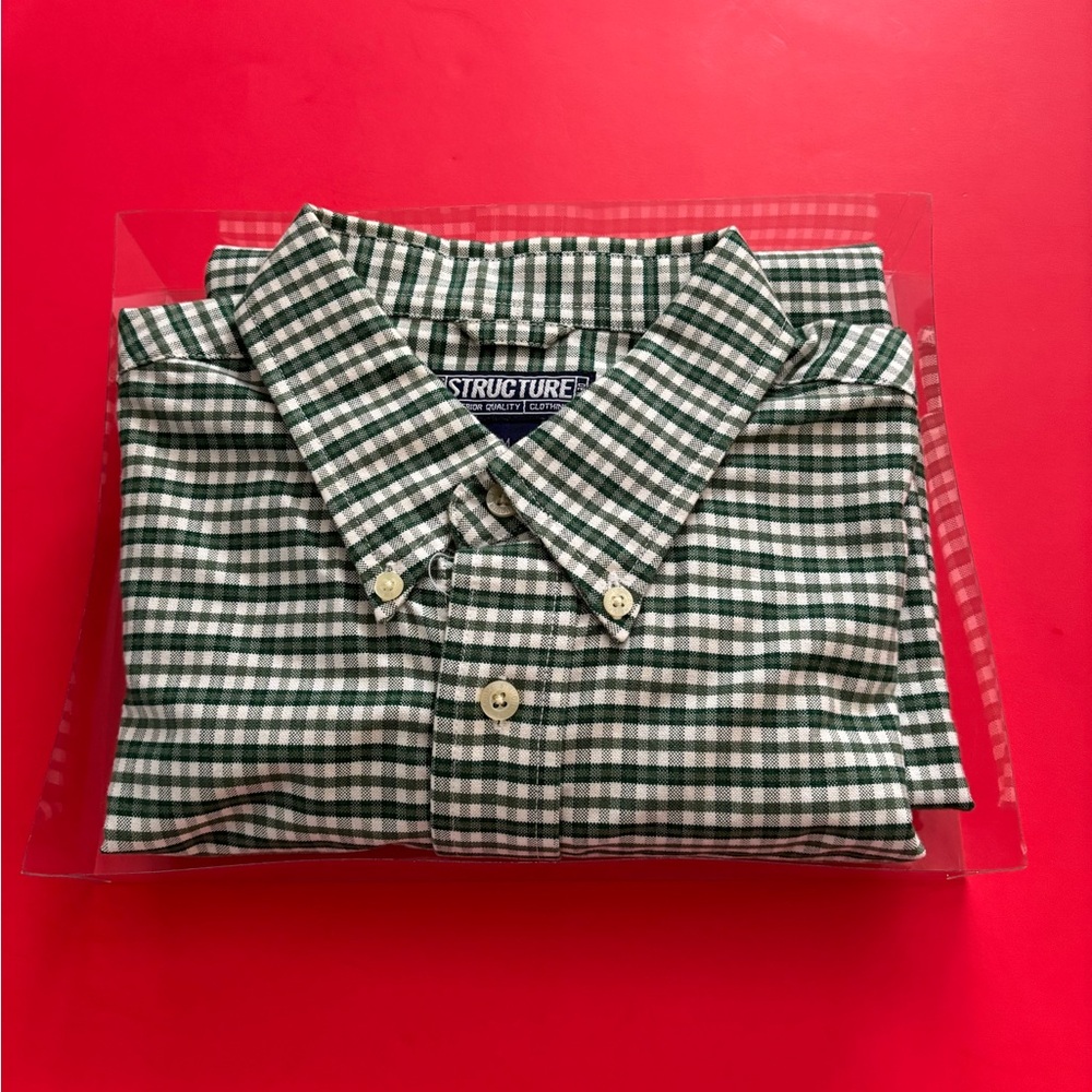Structure men’s green, checkered shirt, and a size medium